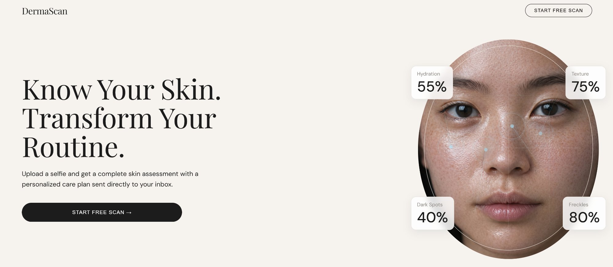 Aperçu de l'application DermaScan