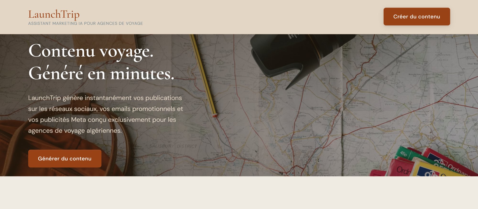 Aperçu de l'application LaunchTrip